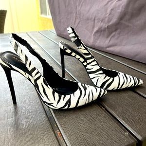Sling back zebra heels